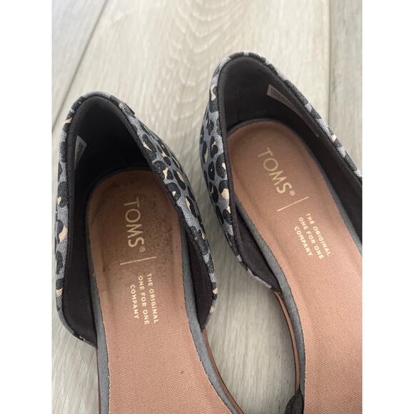 Tom’s ‘Jutti’ Slip On D’Orsay Flat Women’s 7.5 Gray Leopard Print Pointed Toe - Picture 4 of 5